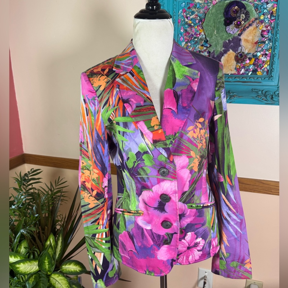 Basler Floral Blazer EU:36 (US approx. 6-8) Light Cotton and Spandex Colorful